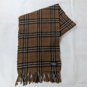 Burberry London Vintage Classic Nova Check 100% Lambswool Brown Scarf - England